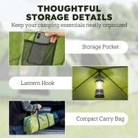 Outsunny 6 Person Camping Tent with Porch, Large Family Tent with 2 Bedroom and Living Room, Light Green(m-10)