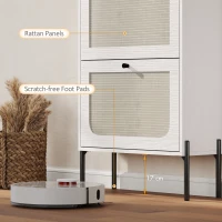 HOMCOM Shoe Cabinet with 2 Flip Drawers, Boho Narrow Shoe Storage Cabinet, White(m-9)