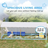 PawHut 19.7' x 7.5' x 6.6' Dog Kennel Outdoor for Small Medium Large Dogs with Waterproof Cover, Silver(m-5)