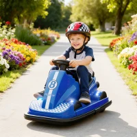 Qaba Bumper Car for Kids, 6V Battery Powered Bumping Car with 360 Degree Spin, Dual Motors, Music, for 3-8 Years, Blue(m-1)