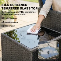 Outsunny 5 Piece Patio Furniture Set, Wicker Outdoor Furniture Set, 23.6" Seat, Ottomans, Glass Table, Cushions, Navy Blue(m-9)