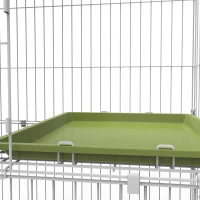 PawHut 70" 3-Level  Steel Wire Vertical Cat Condo Pet Cage - White/ Green(m-9)