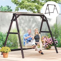 Outsunny Porch Swing Frame, Heavy Duty A-Frame Hanging Chair Stand Only with Reinforced Bars for Porch, Garden, Backyard(m-2)