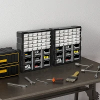 DURHAND Plastic 39 Drawer Parts Organiser Wall Mount Storage Cabinet for Small Nuts Bolts Tool Set of 2 Black(m-8)