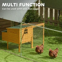 PawHut Galvanized Large Metal Chicken Coop Cage Walk-in Enclosure Poultry Hen Run House Playpen Rabbit Hutch with Cover for Outdoor Backyard 9.2' × 31.2' × 6.4'Silver(m-5)