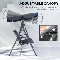 Outsunny 3-Seat Patio Swing Chair, Outdoor Canopy Swing Glider with Adjustable Shade, Grey(m-5)