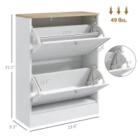 HOMCOM Slim Shoe Storage Cabinet, Modern Shoe Cabinet with 2 Flip Drawers and Adjustable Shelves for 8-12 Pairs, White(m-3)