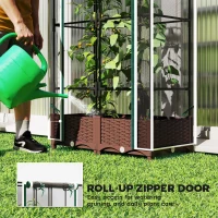 Outsunny Raised Garden Bed with Trellis, 46.5" Tomato Cage with Crop Cage, Self Watering Planter Box with Drainage Holes, White(m-7)