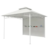 Outsunny 10' x 10' Patio Gazebo, Double Roof Outdoor Gazebo Canopy Shelter with Storage, Hook, Metal Frame, Cream White(m-2)