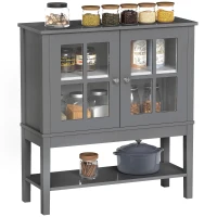 HOMCOM Sideboard Buffet Cabinet with Storage, Modern Coffee Bar Cabinet with 2 Glass Doors, Adjustable Shelf and Bottom Shelf, Console Table for Kitchen, Living Room, Dining Room, Hallway, Gray(m-1)
