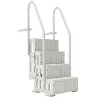 Outsunny Swimming Pool Ladder Adjustable Height for Above Ground Pool Steps with Dual Handrails White(m-11)