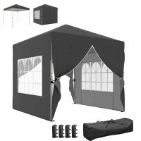 Outsunny 8.2 x 8.2 ft Pop Up Canopy Tent with 4 Sidewalls, UPF 50+ Outdoor Instant Canopy with Carry Bag, Dark Grey(m-11)