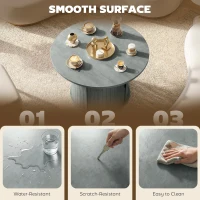 HOMCOM Round Coffee Table, 31.5" Center Table, Cement Grey(m-6)