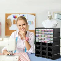 DURHAND Plastic 39 Drawer Parts Organiser Wall Mount Storage Cabinet for Small Nuts Bolts Tool Set of 2 Black(m-9)