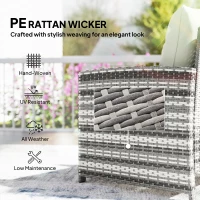 Outsunny 5 Piece Patio Furniture Set, Wicker Patio Chairs with Ottomans, 2-Tier Glass Coffee Table and Cushions, Grey/Cream White(m-6)