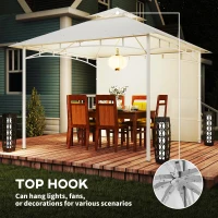 Outsunny 10' x 10' Patio Gazebo, Double Roof Outdoor Gazebo Canopy Shelter with Storage, Hook, Metal Frame, Cream White(m-7)
