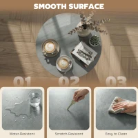 HOMCOM Round Coffee Table, 24" Center Table, Cement Grey(m-5)