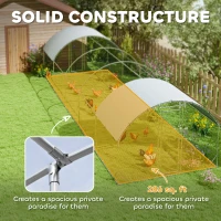 PawHut Galvanized Large Metal Chicken Coop Cage Walk-in Enclosure Poultry Hen Run House Playpen Rabbit Hutch with Cover for Outdoor Backyard 9.2' × 31.2' × 6.4'Silver(m-6)