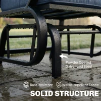 Outsunny Patio Glider, Outdoor Glider Chair with Cushions, Steel Frame, Curved Armrests, Dark Blue(m-5)