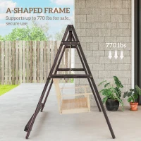 Outsunny Porch Swing Frame, Heavy Duty A-Frame Hanging Chair Stand Only with Reinforced Bars for Porch, Garden, Backyard(m-4)