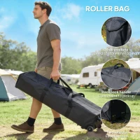 Outsunny 12' x 12' Foldable Pop-up Party Tent Instant Canopy Sun Shade Gazebo Shelter Steel Frame Oxford w/ Roller Bag, Brown(m-9)