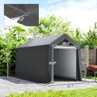 Outsunny Galvanized 7' x 12' Outdoor Storage Tent, Heavy Duty and Waterproof Portable Shed for Bike, Motorcycle, Tools, Gray(m-3)