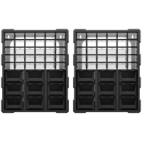 DURHAND Plastic 39 Drawer Parts Organiser Wall Mount Storage Cabinet for Small Nuts Bolts Tool Set of 2 Black(m-2)