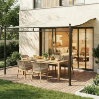 Outsunny 11.5' x 8.2' Outdoor Pergola, Wall Mounted Lean to Pergola with Metal Frame, UPF30+, Garden Gazebo(m-10)