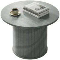 HOMCOM Round Coffee Table, 24" Center Table, Cement Grey(m-2)
