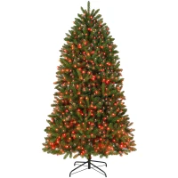 HOMCOM 6ft Prelit Christmas Tree with Full-Spectrum LEDs, Smart App Control, Wide Full Hinged Xmas Tree, Easy Assembly(m-1)