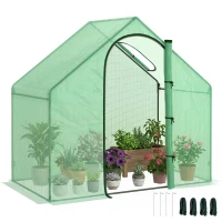Outsunny 6 x 3.3 x 5.5ft Walk-in Garden Greenhouse with Door & Top Window, Portable Mini Greenhouse for Plants Flowers Herbs Tomatoes, Outdoor Hot House Growing Tent with Steel Frame & PE Cover(m-2)