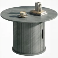 HOMCOM Round Coffee Table, 31.5" Center Table, Cement Grey(m-2)