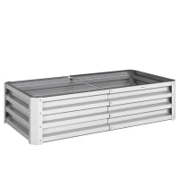 Outsunny Galvanized Raised Garden Bed, Outdoor Planter Box for Vegetables, Flowers, Herbs, 4' x 2' x 1', Silver(m-13)