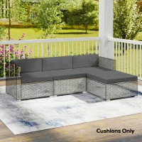 Outsunny Patio Furniture Cushions Water-Repellent Outdoor Loveseat Cushion Removable Covers 23.6" x 23.6", Grey(m-9)