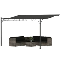 Outsunny 11.5' x 8.2' Outdoor Pergola, Wall Mounted Lean to Pergola with Metal Frame, UPF30+, Garden Gazebo(m-2)