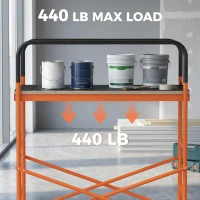 HOMCOM Scaffolding Work Platform, Rolling Scaffolding with Wheels, Scaffold for Building Construction, Orange(m-4)