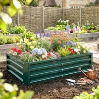 Outsunny Galvanized Raised Garden Bed, Outdoor Planter Box for Vegetables, Flowers, Herbs, 4' x 2' x 1', Dark Green