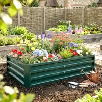 Outsunny Galvanized Raised Garden Bed, Outdoor Planter Box for Vegetables, Flowers, Herbs, 4' x 2' x 1', Dark Green(m-1)
