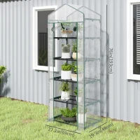 Outsunny 5 Tier Mini Greenhouse, Portable Outdoor Flower Stand with Shelf Clips, Indoor Greenhouse with Steel Frame, Transparent, 27.25" x 19.25" x 76", Clear(m-3)