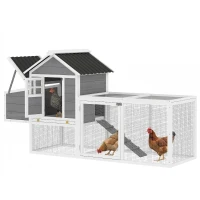 PawHut 82" Wooden Chicken Coop, Large Outdoor Hen House for 2-3 Hens, Chicken House with Nesting Box, Pull-on Tray(m-1)