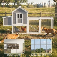 PawHut 82" Wooden Chicken Coop, Large Outdoor Hen House for 2-3 Hens, Chicken House with Nesting Box, Pull-on Tray(m-6)