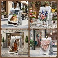 Vinsetto A Frame Sandwich Board Signs Outdoor 22" x 28" Sidewalk Sign with Weighted Tank & Weatherproof Design, White(m-8)