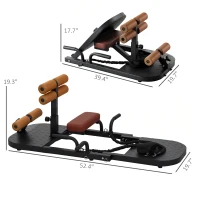 Soozier Foldable Sissy Squat Machine, Hip Thrust Machine with Push Up Stand, Multipurpose Glute Workout Equipment, Black(m-3)