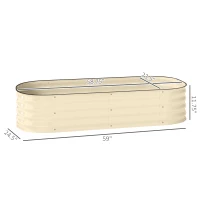 Outsunny 4.9' x 2' x 1' Galvanized Raised Garden Bed Kit, Metal Planter Box with Safety Edging, Cream(m-3)