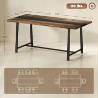 HOMCOM Industrial Kitchen Table for 8 People, 70.9" Long Dining Table with Large Tabletop and Steel Legs for Dining Room, Brown(m-3)