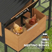 PawHut 105" Large Chicken Coop, Walk-in Wooden Hen House for 7-12 Hens, Poultry Cage Chicken House with Run, 2 Nesting Boxes(m-7)