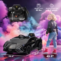 Aosom 12V Lamborghini SIAN Licensed Electric Car for kids with Remote Control, Horn, Music, & Headlights, Black(m-3)
