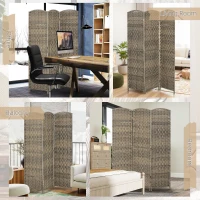 HOMCOM Folding Room Divider Screen 3 Panel 6' Tall Privacy Screen Freestanding Wood Partition for Home Office, Dark Rustic Oak(m-7)