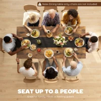 HOMCOM Industrial Kitchen Table for 8 People, 70.9" Long Dining Table with Large Tabletop and Steel Legs for Dining Room, Brown(m-4)