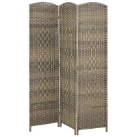 HOMCOM Folding Room Divider Screen 3 Panel 6' Tall Privacy Screen Freestanding Wood Partition for Home Office, Dark Rustic Oak(m-1)